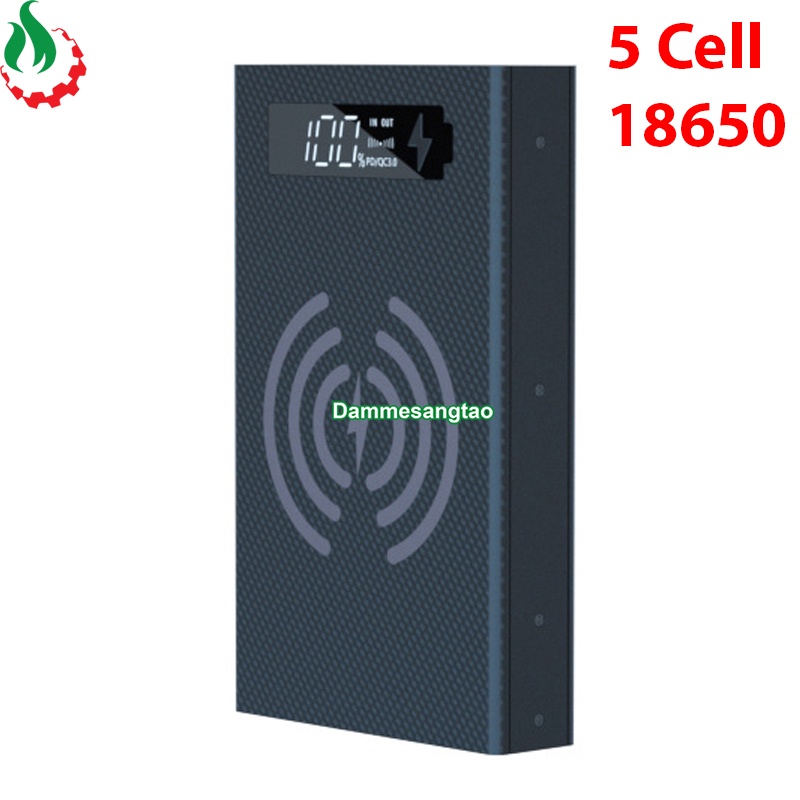 Box sạc dự phòng 5 cell 18650 sạc nhanh không dây QC3.0-20W+Qi-10W (Không pin)