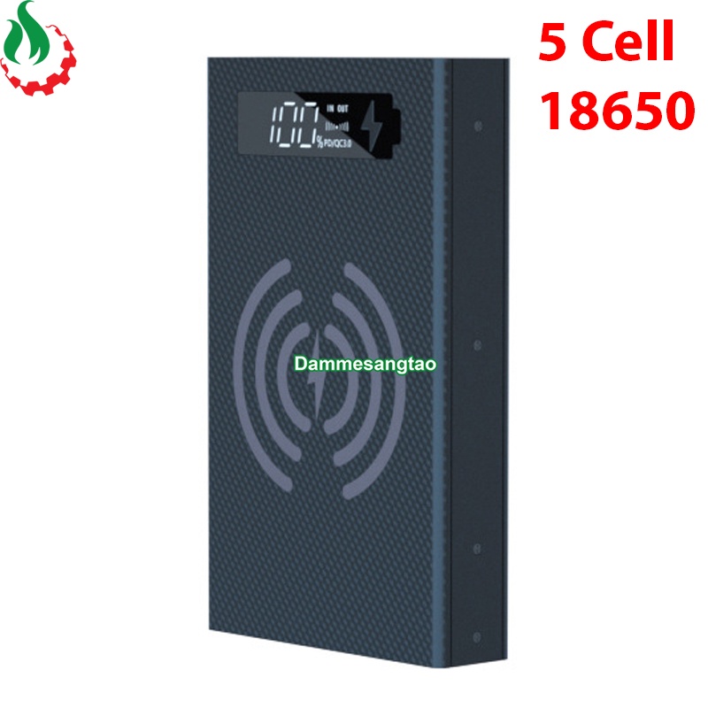 Box sạc dự phòng 5 cell 18650 sạc nhanh không dây QC3.0-20W+Qi-10W Không