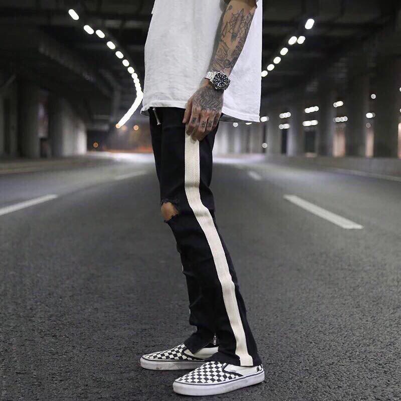 [VIDEO+ẢNH THẬT] Quần jean track pants ( đen sọc trắng ) | LILONECLOTHINGCS3