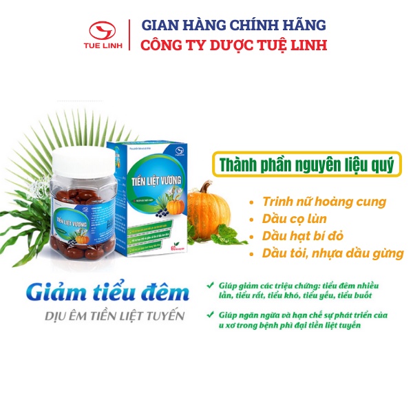 ✅Tiền liệt vương Tuệ Linh [Chính hãng] - Giảm tiểu đêm, hỗ trợ giảm phì đại tuyến tiền liệt - Hộp 60 viên