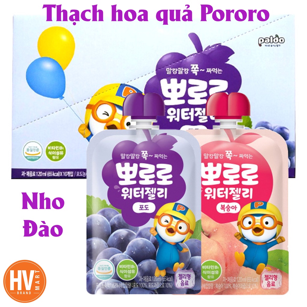 [SIÊU HOT ] Thạch Hoa Quả Pororo Paldo Hàn Quốc Cho Trẻ Em 120ml 뽀로로워터젤리 - Giúp Tăng Sức Đề Kháng Cho Bé