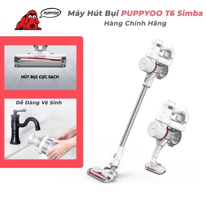 Máy hút bụi cầm tay cao cấp Puppyoo T6 Simba lực hút 15kPa công nghệ NIDEC MOTOR bảo hành chính hãng 12 tháng