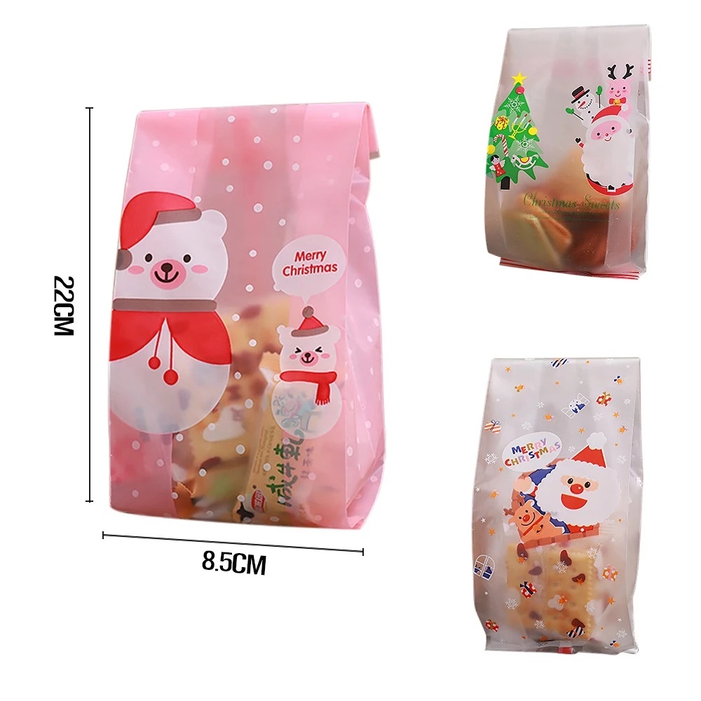 Set 50 Túi Đựng Bánh Kẹo Chủ Đề Giáng Sinh Dễ Thương