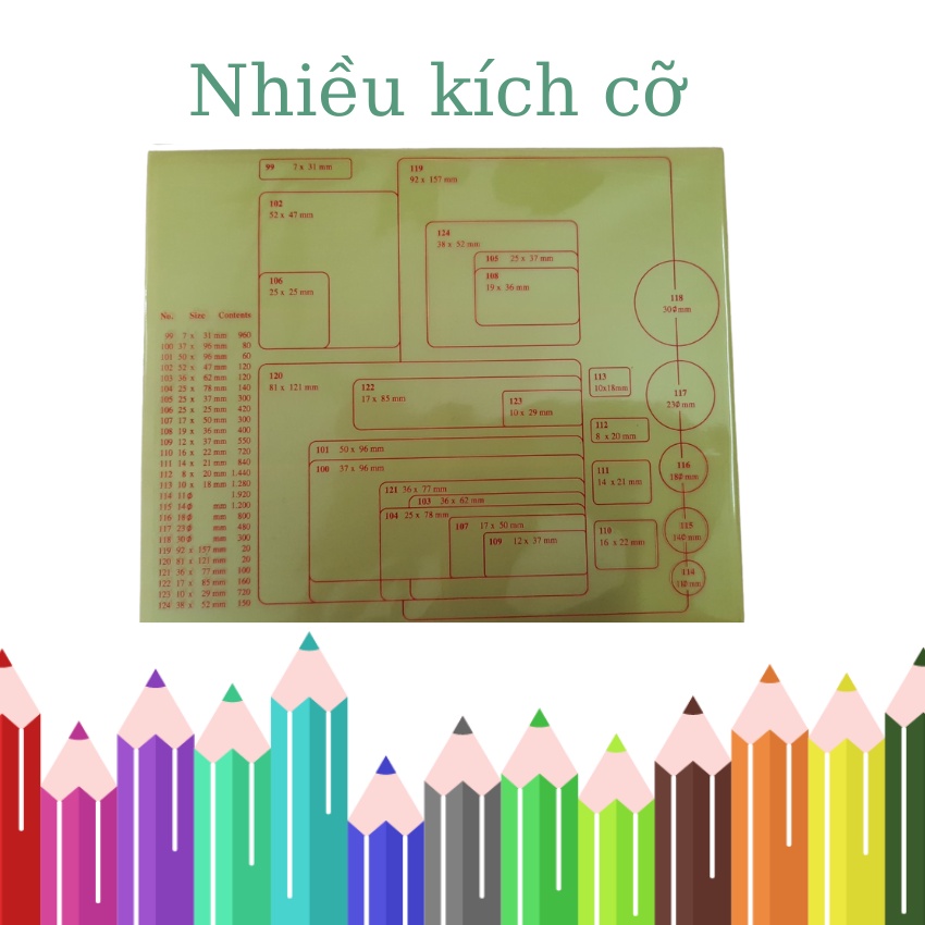 Giấy Tomy, nhãn dán Tomy A5 các cỡ 99 - 124