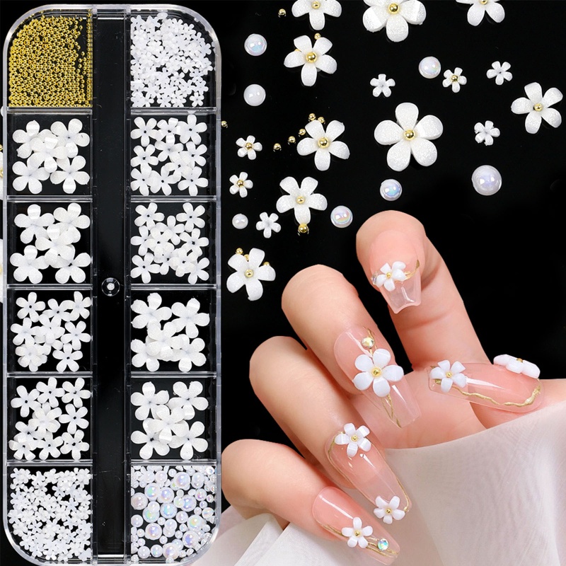 Phụ Kiện Trang Trí Móng Tay Hình Hoa Trà 3D Nhiều Màu Sắc Lấp Lánh