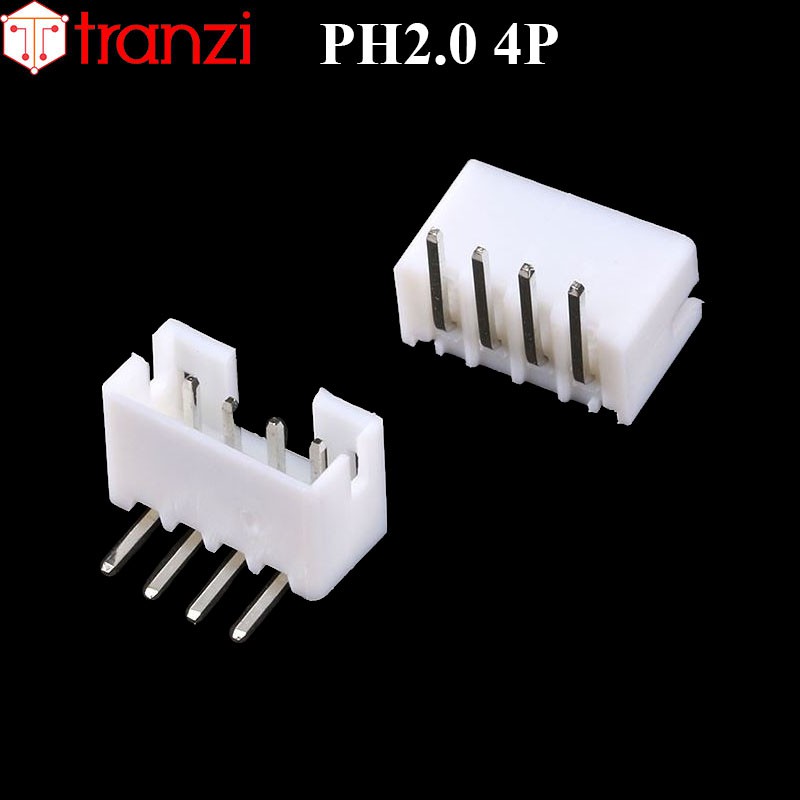 Giắc cắm header 2.0mm PH2.0 4P chân cắm cong trắng - túi 50 cái