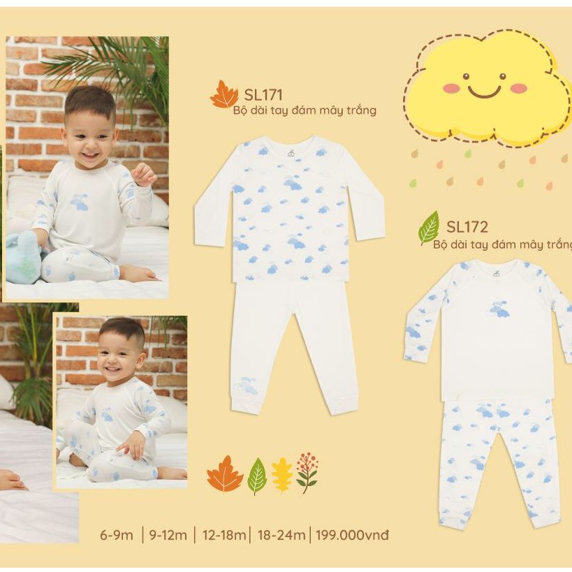SL171 Bộ dài tay cài vai đám mây La Pomme (6-18M)