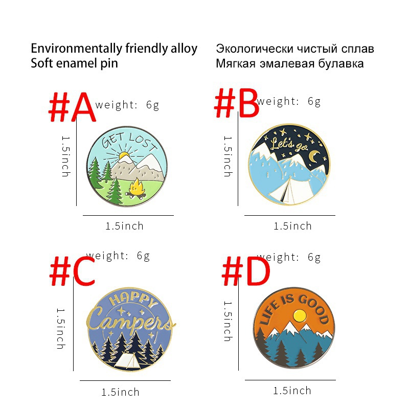 Ghim cài áo QIHE JEWELRY hình phong cảnh thiên nhiên hoạt hình 4 kiểu tráng men lựa chọn