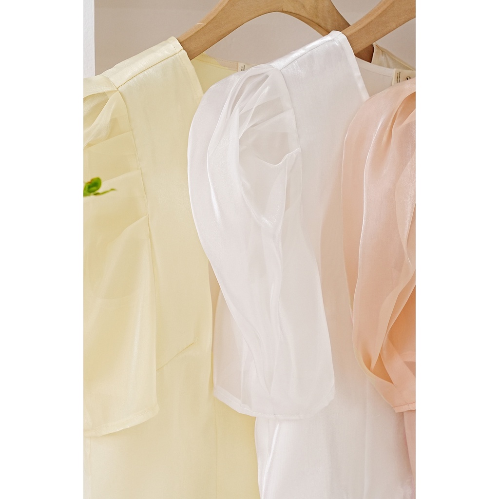 Áo Sơ Mi Croptop VIEN TRAN Tay Bồng V61B22H026