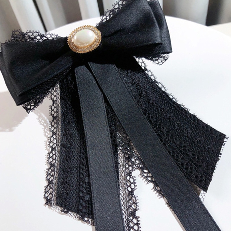 Ghim cài áo thắt nơ đính ngọc trai giả phong cách vintage dành cho nữ