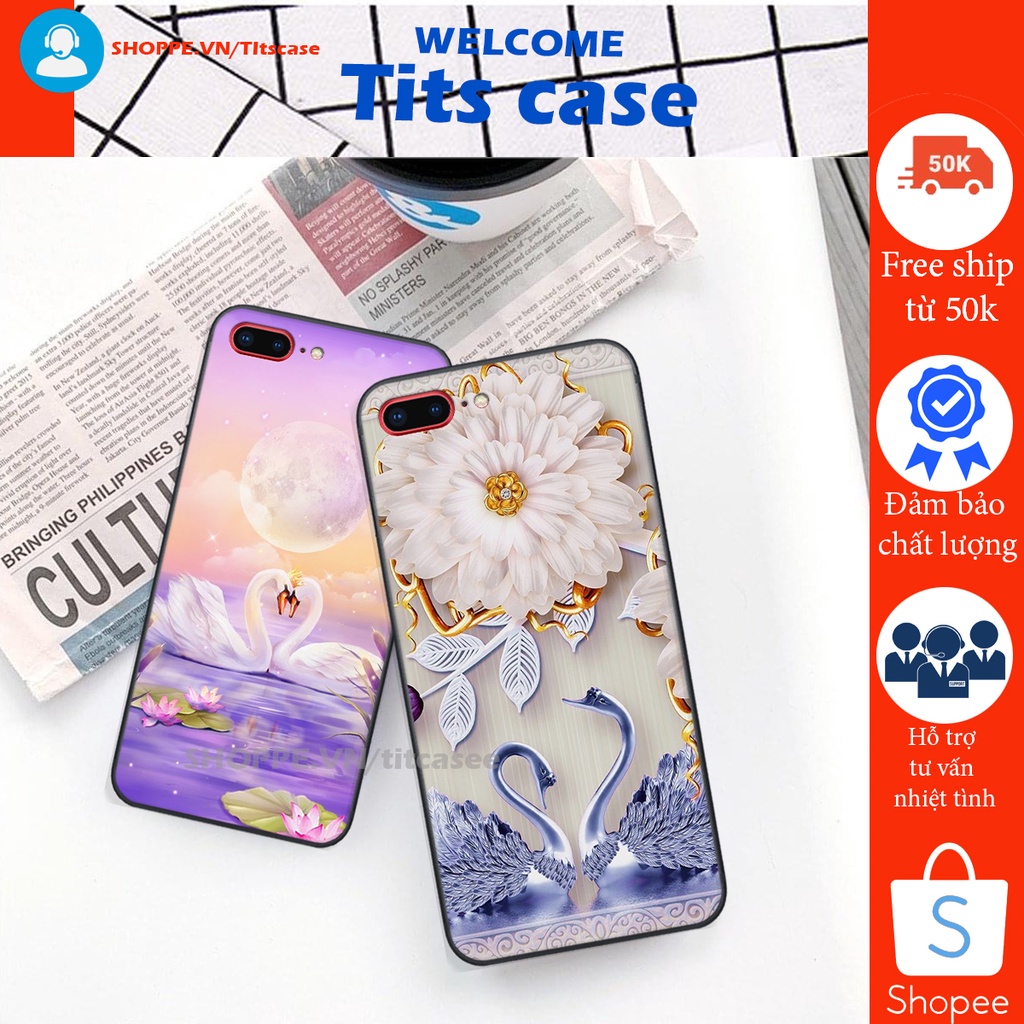 Ốp lưng  ip 7 PLUS / 8 PLUS in hình thiên nga,hoa may mắn, đặc sắc ĐỘC - LẠ - BỀN
