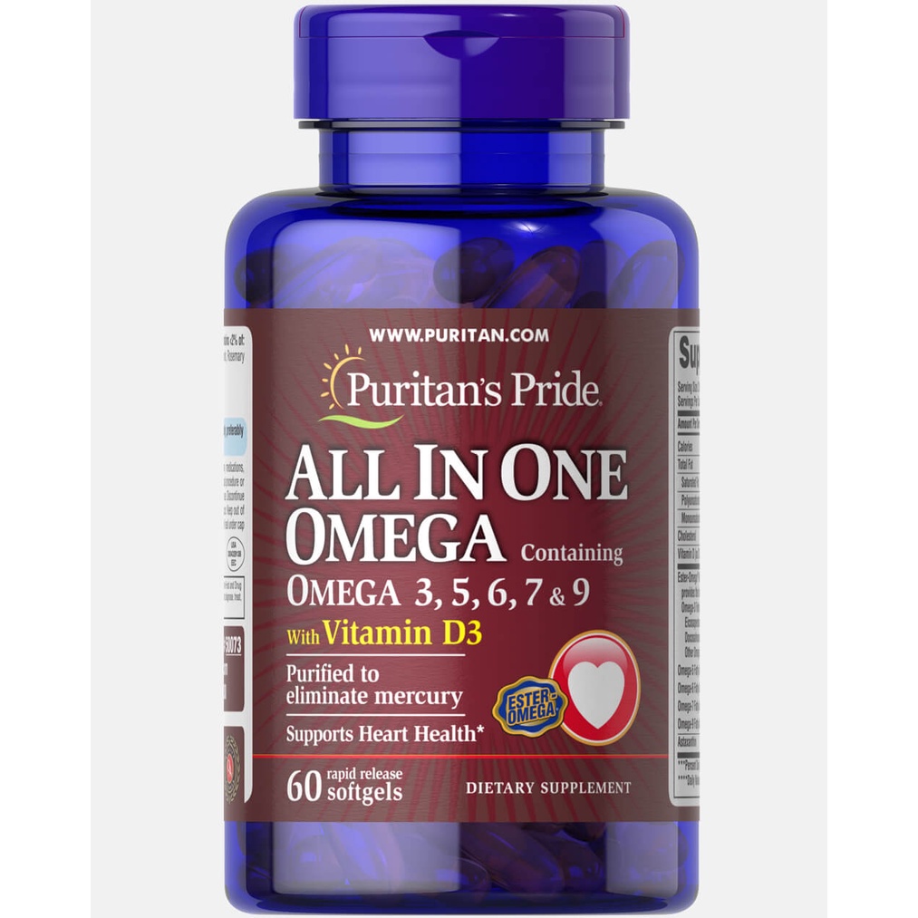 Viên uống Omega 3,5,6,7,9 vitamin D3. 6 trong một Puritan's Pride. USA