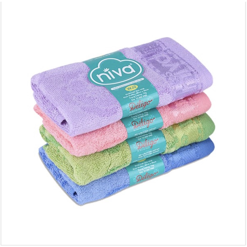 Combo 3 Khăn Mặt Sợi Tre Pha Cotton Tự Nhiên NIVA Wj2 Mềm Mịn Thấm Nước An Toàn Cho Da Họa Tiết Hoa Văn Kích Thước 280x4
