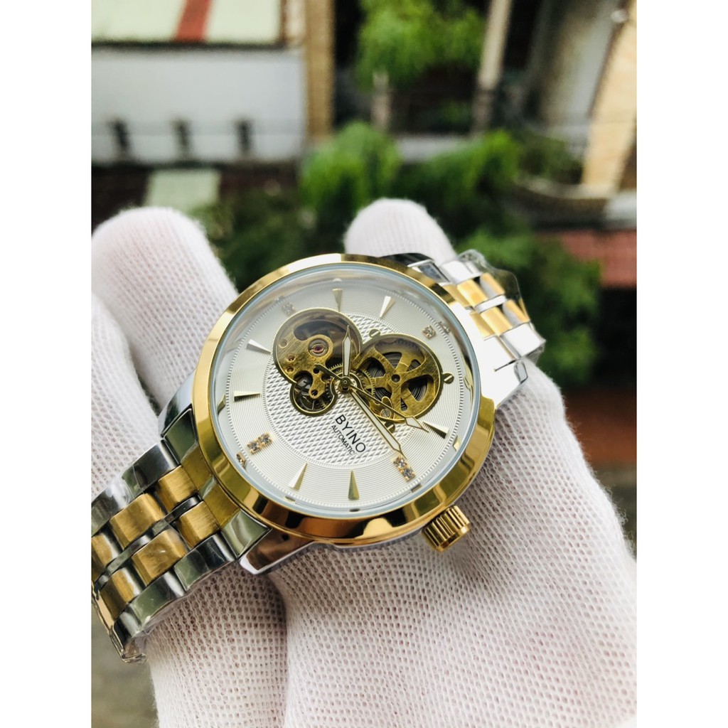 Đồng hồ nam chính hãng BYINO dây thép automatic lộ máy