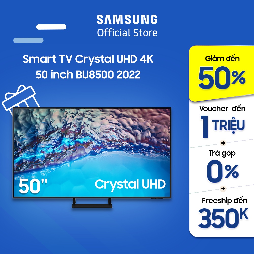 Smart TV Samsung 50 Inch Crystal UHD 4K UA50BU8500KXXV 2022 - Miễn phí lắp đặt