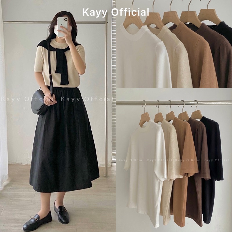 Áo len mịn cộc tay dáng xuông 7 màu - Ltmct ( ảnh thật tự chụp)