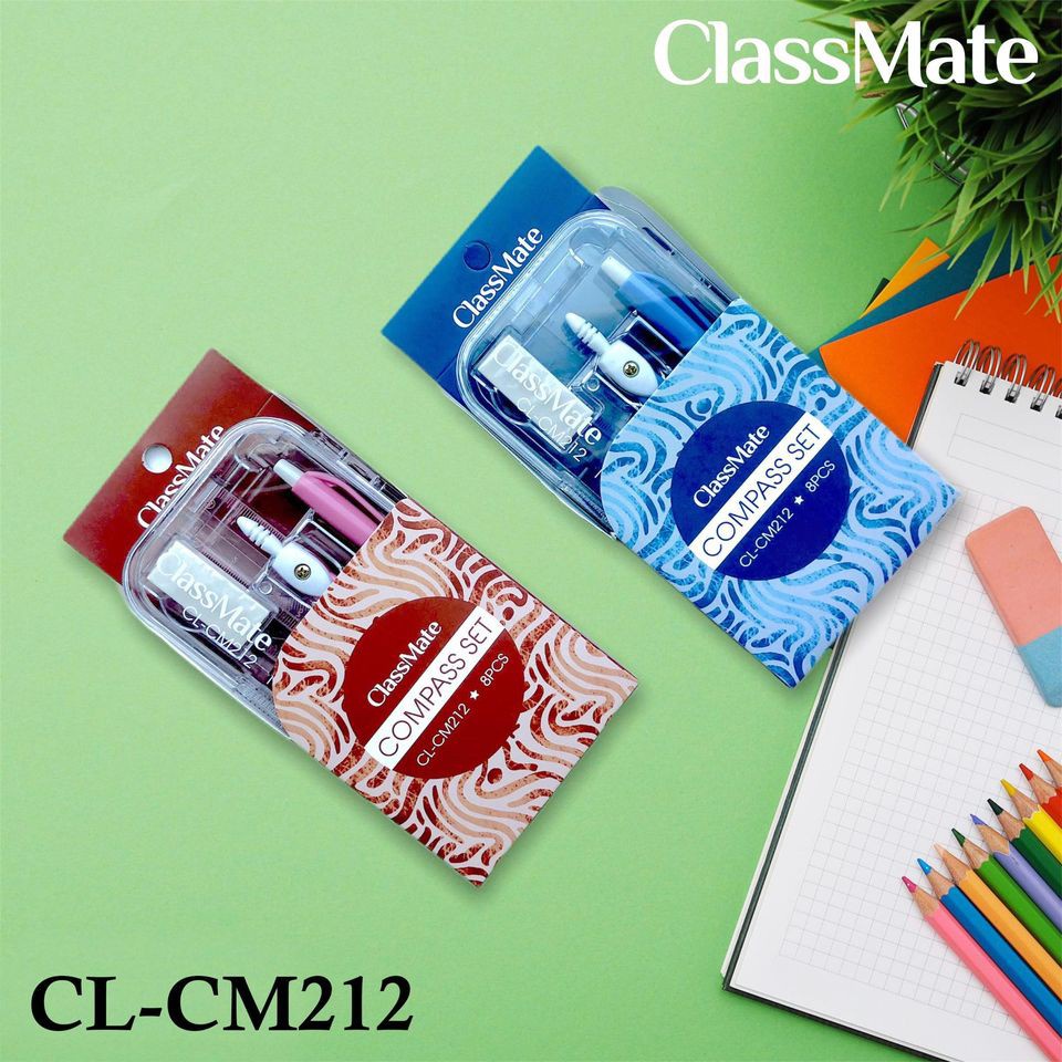 Bộ Compa set 8 món ClassMate CL-CM212. Sản phẩm được dùng nhiều trong văn phòng, thiết kế, và trường học