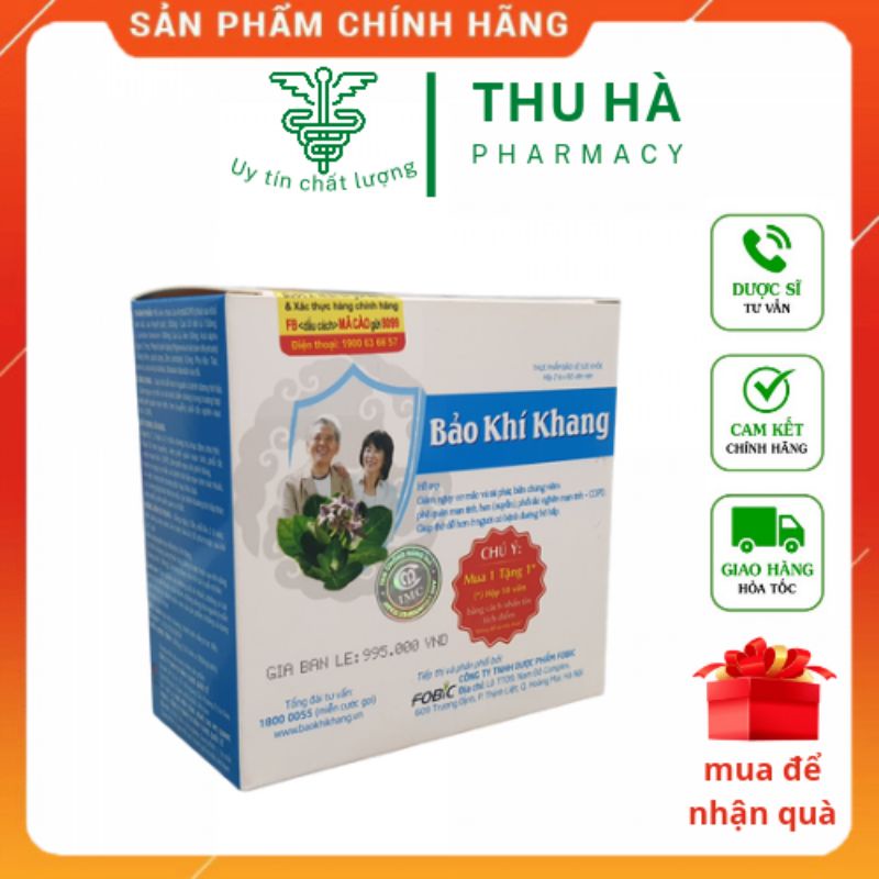 Bảo khí khang (hộp 2 lọ×60 viên)- Hỗ trợ giảm ho , khó thở , hen suyễn , viêm phế quản mạn , COPD- hàng chính hãng