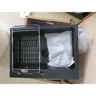 Chậu rửa chén bát đá đen 1 hố 600x450