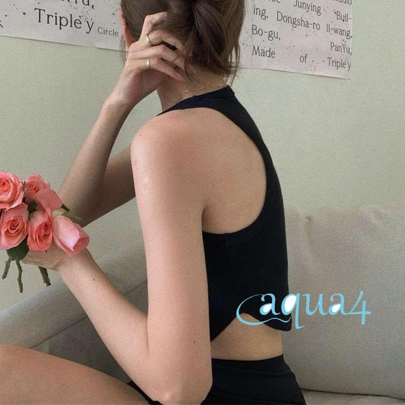 Áo Croptop Sát Nách Cổ Tròn Màu Sắc Đơn Giản Cho Nữ