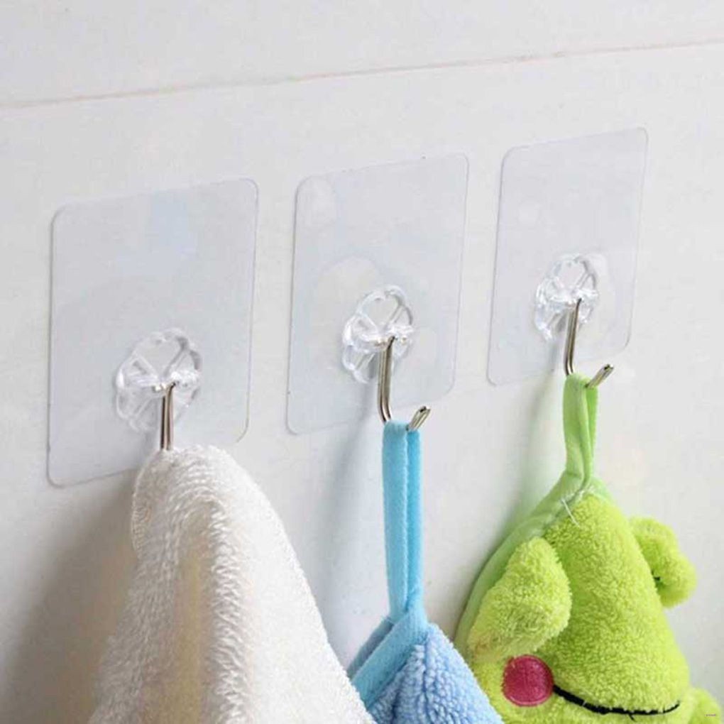 Set 10 móc treo đồ dán tường trong suốt