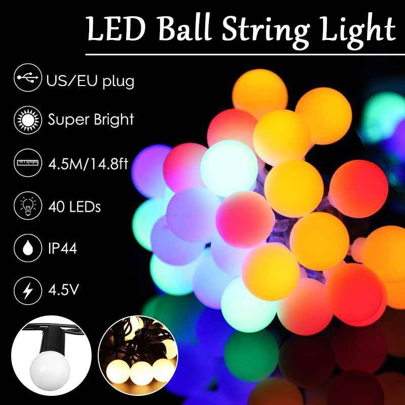 Dây Đèn Cherry Ball Bóng Bi Tròn 5M-10M Bóng Nhiều Màu Có Chớp Nháy Đẹp Lung Linh - Đèn Led Trang Trí Nhấp Nháy