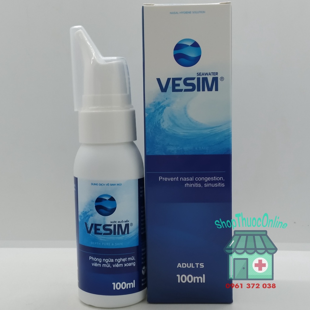 Xịt muối biển vệ sinh mũi Vesim cho người lớn lọ 1000ml