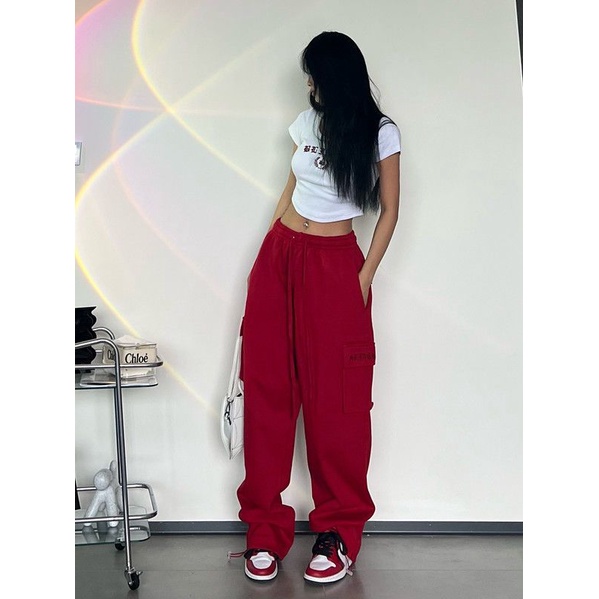 Quần Yếm Thể Thao Ống Rộng Thêu Họa Tiết Phong Cách Hip Hop Đường Phố Cho Nữ