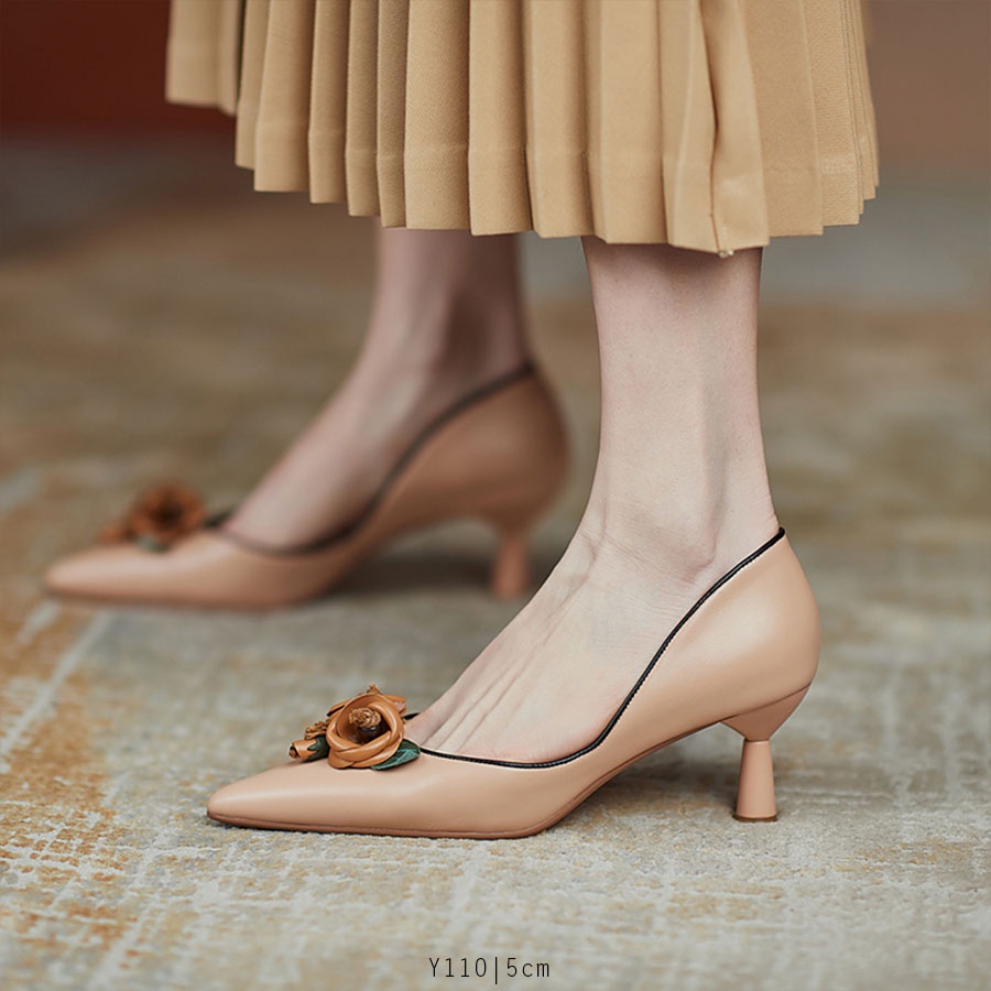 Giày cao gót 3p đính hoa cực xinh - Y110