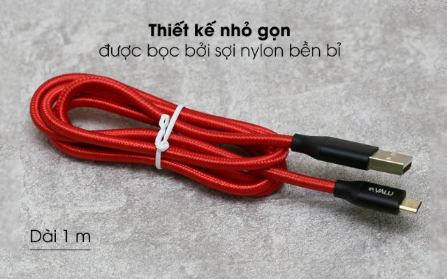 [Hàng Chính Hãng]🔴Dây cáp Micro USB 1 m e.VALU LTM-01 Max 2.1A