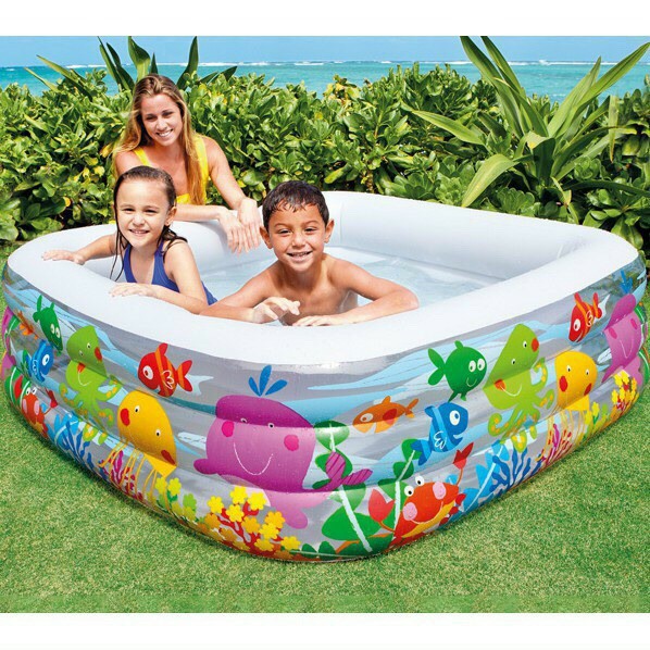 Combo Bể bơi vuông cá 3 tầng kích thước lớn 159x159x50 tặng kèm bơm điện hàng chuẩn 57471 - giadunghn1