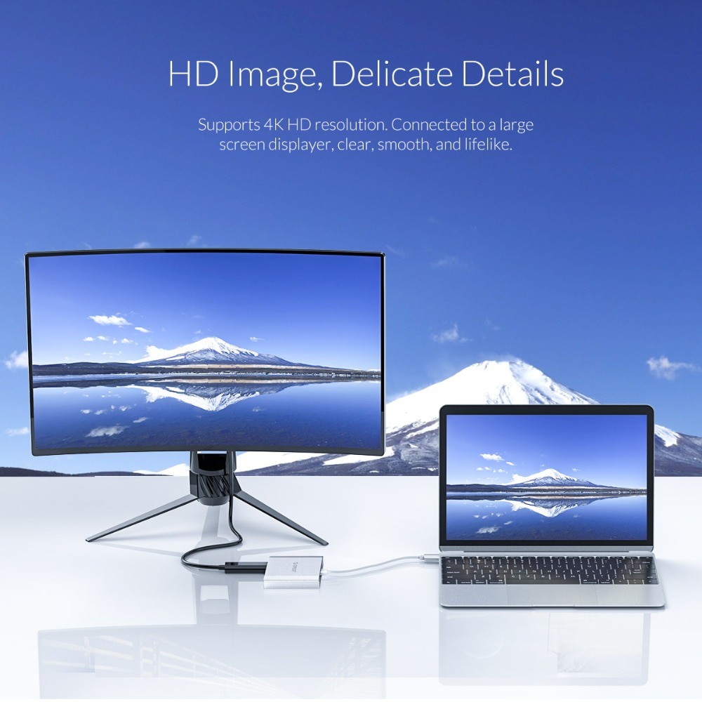 Hub chuyển đổi đa cổng Orico chuyển đổi USB Type C sang HDMI + DISPLAYPORT 4K 60Hz 2 trong 1