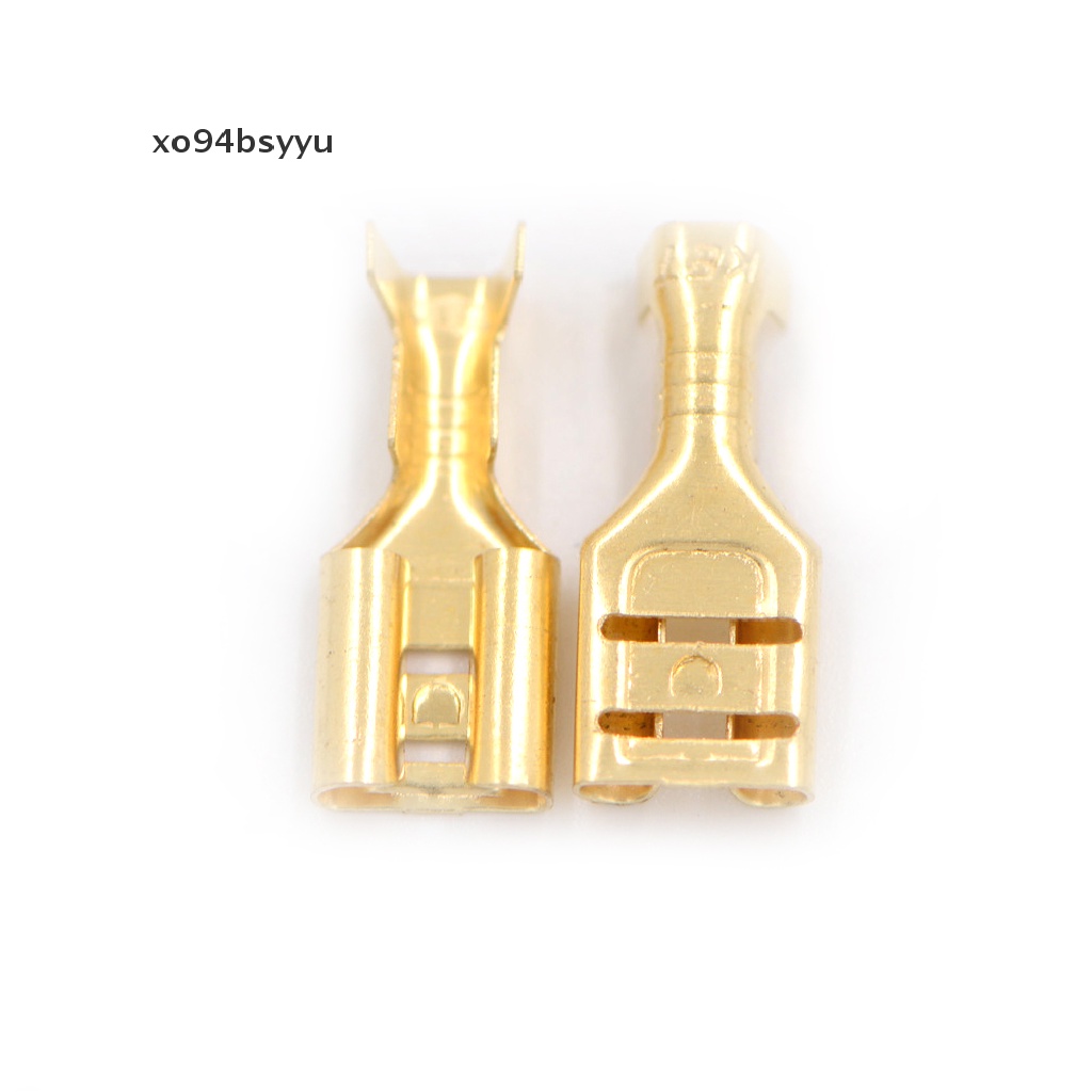 [xo94bsyyu] 100 Pcs 4.8mm Gold Brass Car Speaker Female Spade Terminal Wire Connector .