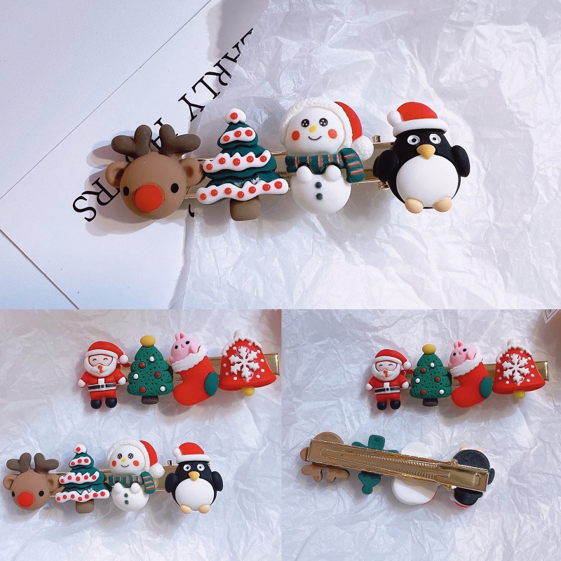 Kẹp Tóc Nhựa Họa Tiết Hoạt Hình Phong Cách Giáng Sinh Cho Bé Gái