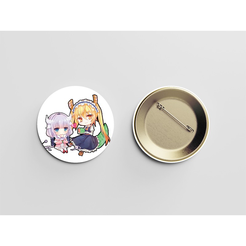 (nhiều mẫu) Huy hiệu cài áo IN HÌNH Kobayashi-san Chi no Maid Dragon CÔ HẦU GÁI RỒNG anime chibi