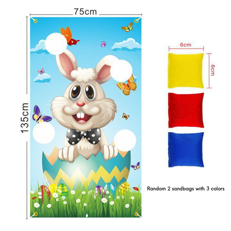 Easter Day Game with 2 Bean Bag Funny Cute Rabbit Sandbag Game Easter Flag Pitch Outdoor Indoor Party Game 1