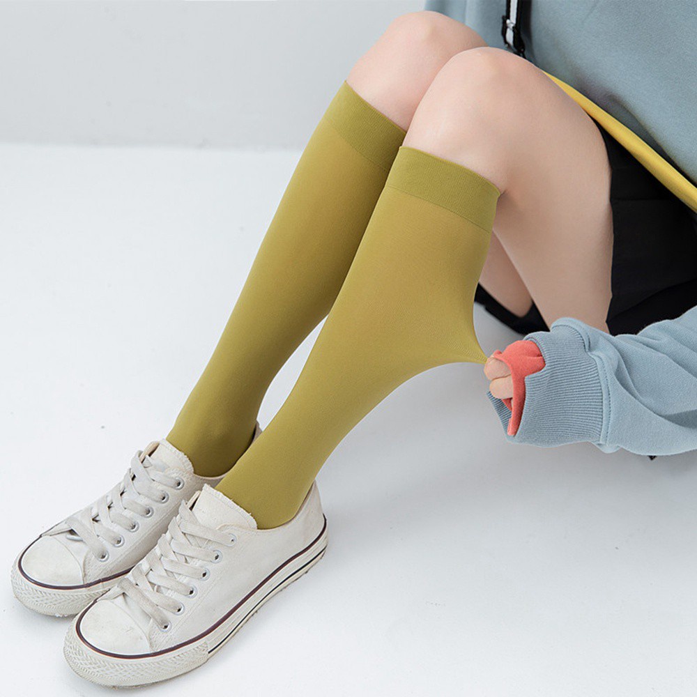 Vớ cổ cao siêu mỏng thoáng khí màu sắc ngọt ngào phong cách Nhật Bản cho nữ