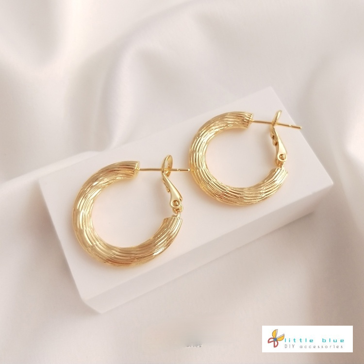 Màu Sắc Bông Tai Mạ Vàng 925 Hình Tròn Lớn Đơn Giản Chất Lượng Cao 14K