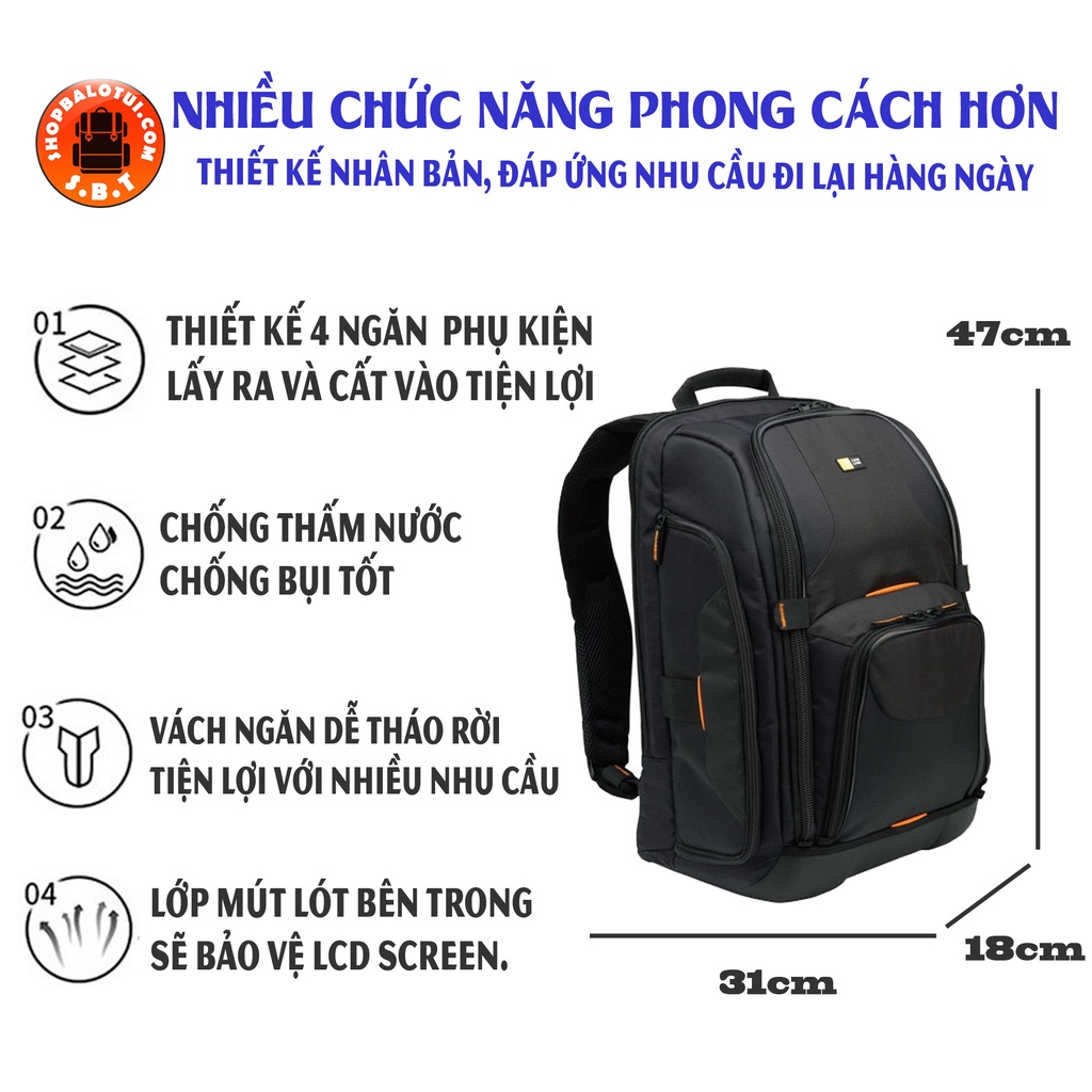 Balo đựng máy ảnh CaseLogic SLRC-206 chất vải chống nước tốt có ngăn đựng laptop