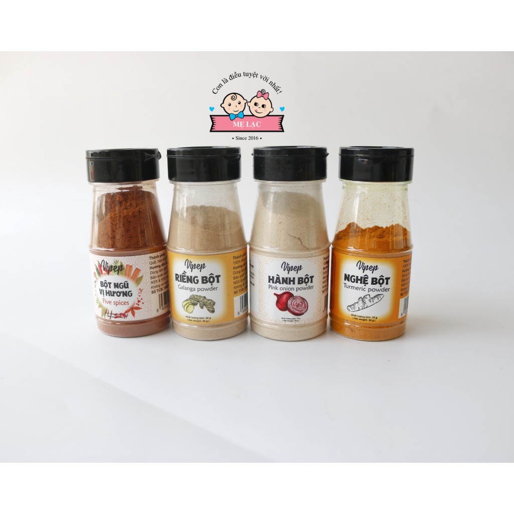 Trọn bộ gia vị ướp cho bé ăn dặm và nấu ăn gia đình Vipep, bột quế hành tỏi gừng nghệ sả ngũ vị hương muối hồng