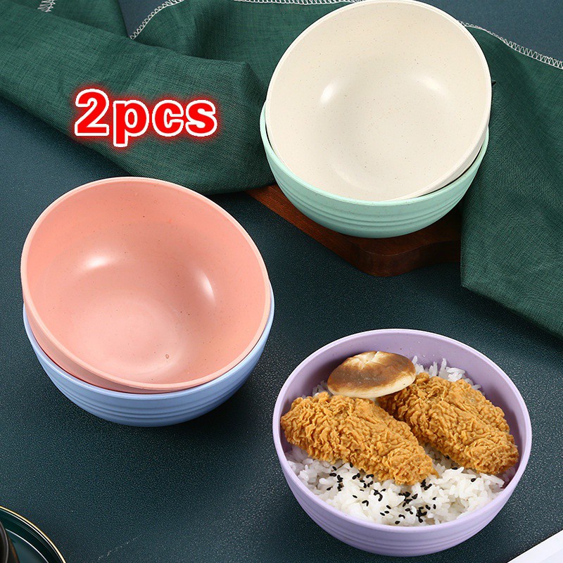 Set 2 Tô Tròn Cách Nhiệt Chống Rơi Chất Liệu Lúa Mạch Cho Bé