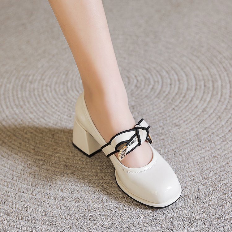 Giày búp bê marry jane gót vuông 7cm HALEY STORE quai ngang đính nơ DG tiểu thư công chúa cổ điển vintage lolita