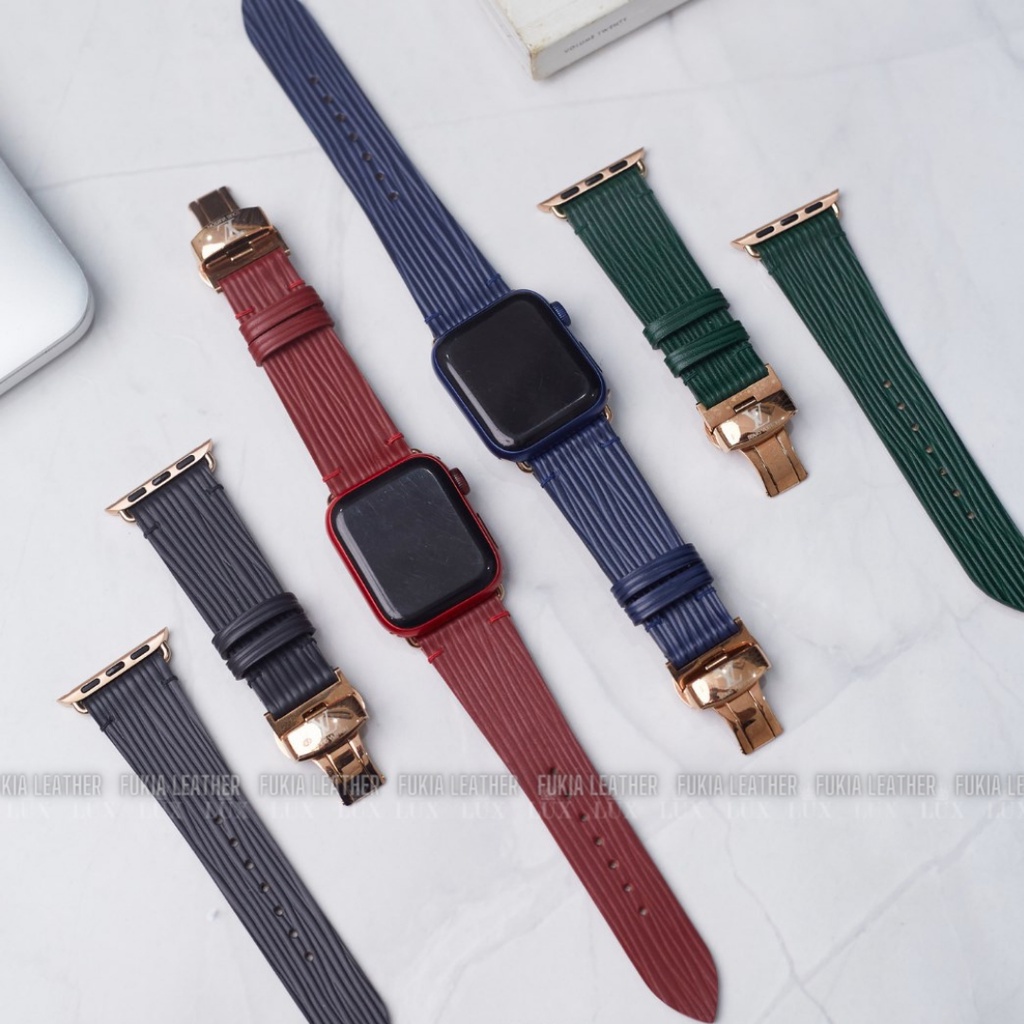 Dây da thủ công EPI dành cho Apple Watch, đồng hồ thông minh, đồng hồ cơ