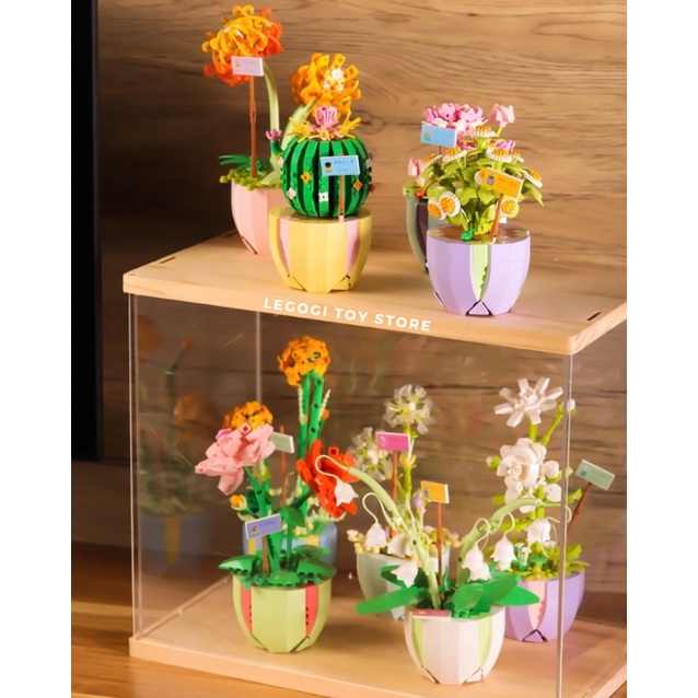 Đồ chơi xếp hình Legogi CHẬU HOA 9 MẪU mô hình hoa lắp ráp lắp ghép quà tặng bạn nữ trang trí phòng học bàn làm việc