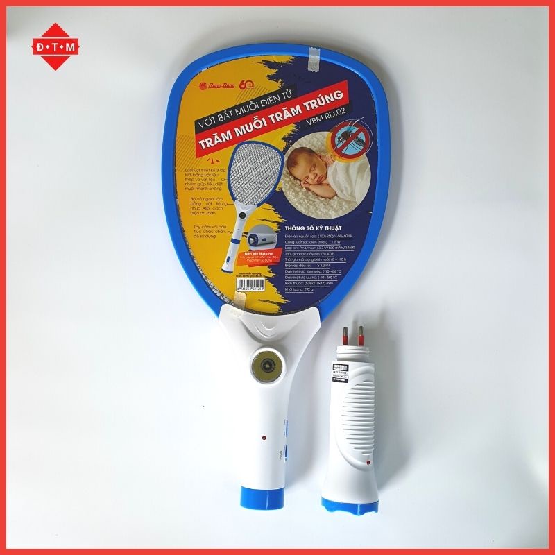 Vợt Muỗi Rạng Đông - Vợt Bắt Muỗi Kết Hợp Đèn Pin Tháo Rời Dễ Cắm Sạc - Model VBM RD.02 - Bảo Hành 1 Năm