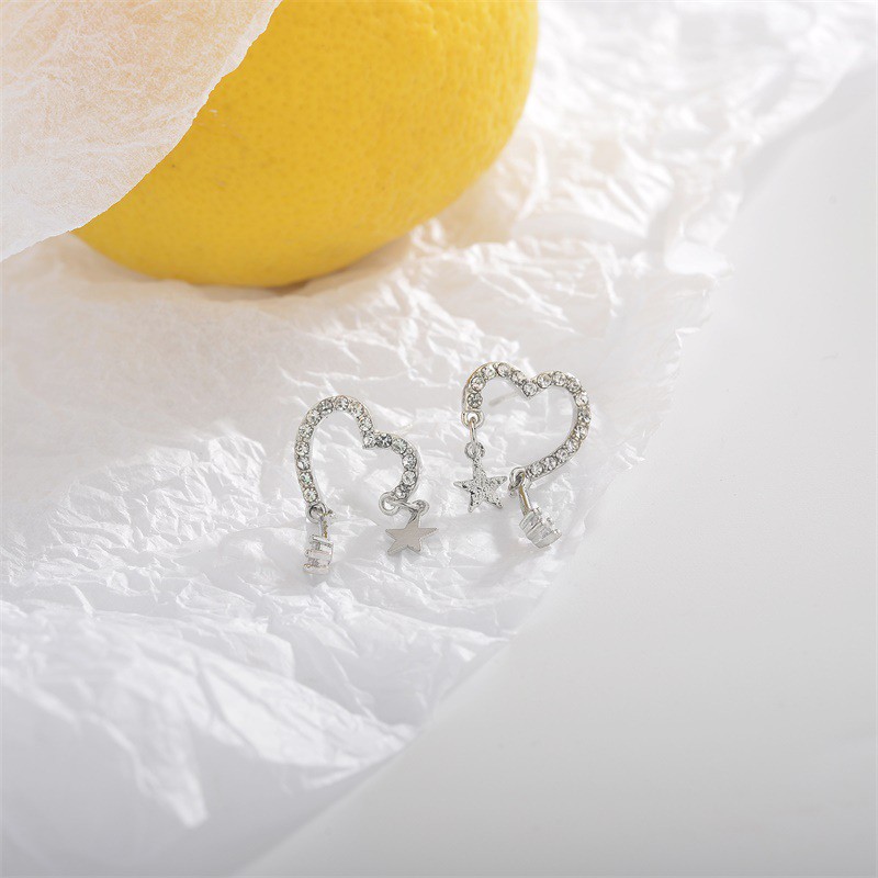Moon Star Silver Stud Earrings