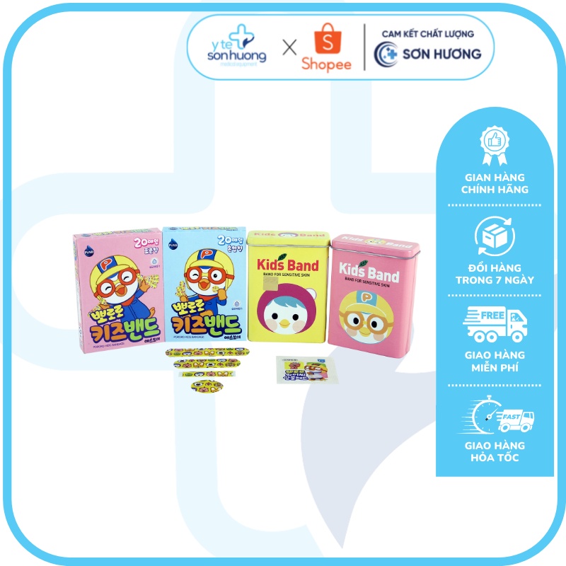 Băng Keo Cá Nhân in hình KIDS BAND Pororo 4 Size Young Chemical hộp 20 Miếng