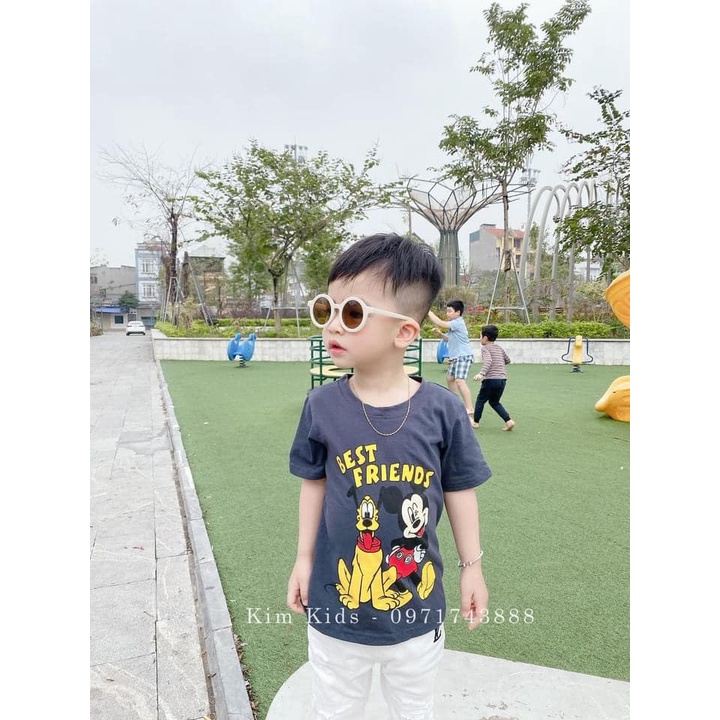 Áo thun bé trai Combo 3 áo phông cổ tròn cộc tay hình mickey xuất dư chất cotton 4 chiều mềm mịn thấm hút tốt