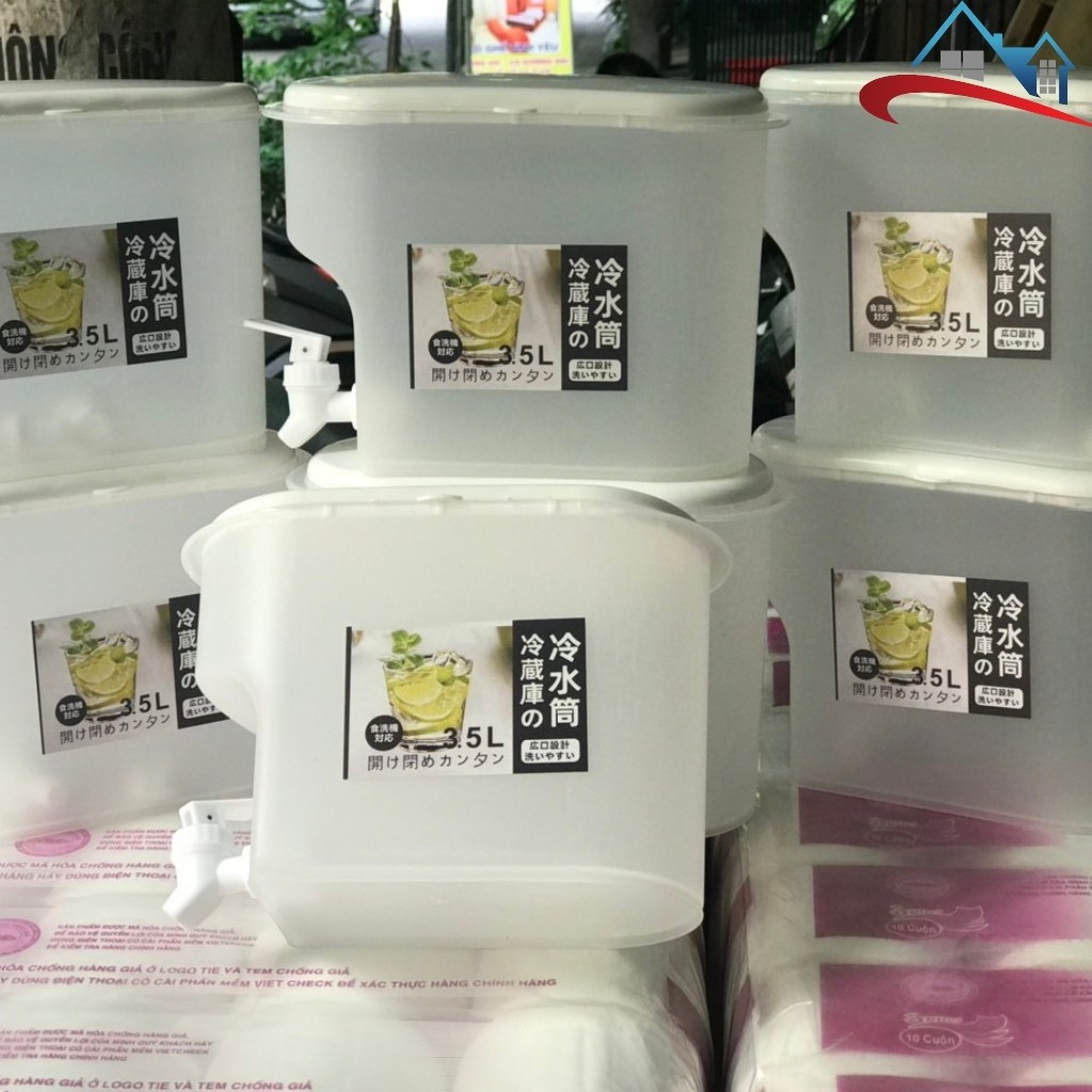 Bình nước hoa quả 3,5l, Bình đựng nước để tủ lạnh có vòi thiết kế thông minh, Nhựa PP an toàn, dễ dàng tháo lắp lau rửa
