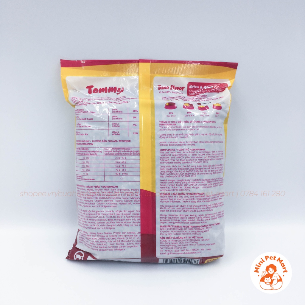 Thức ăn hạt cho mèo con và mèo trưởng thành TOMMY 500g - Vị cá ngừ